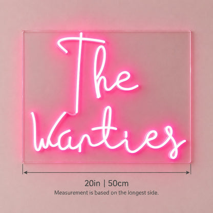 The Wanties LED Neon Sign - size guide