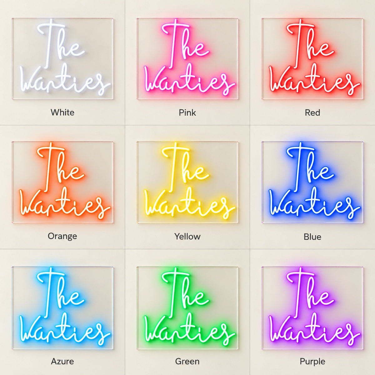 The Wanties LED Neon Sign - nine-color grid