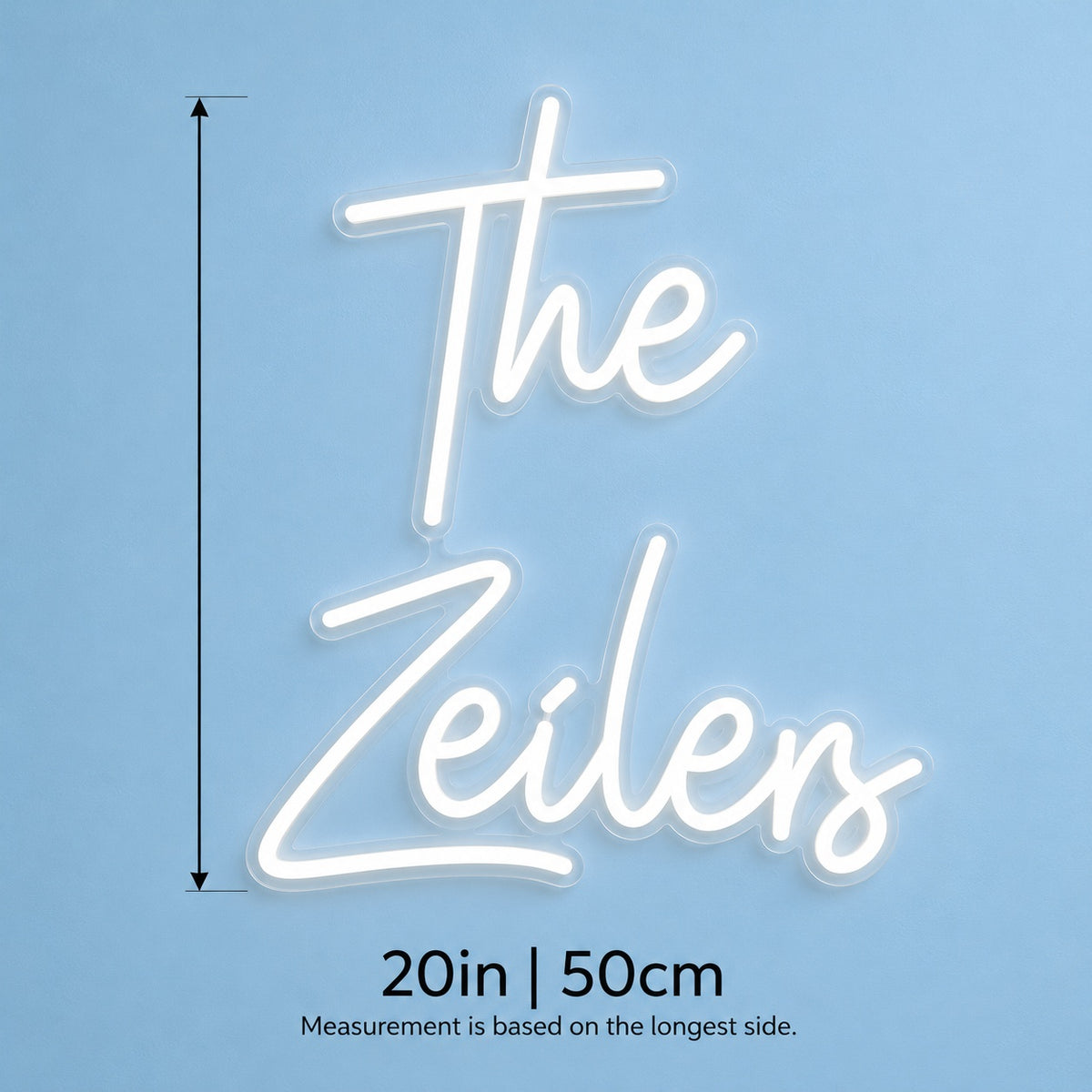 The Zeilers LED Neon Sign - size guide