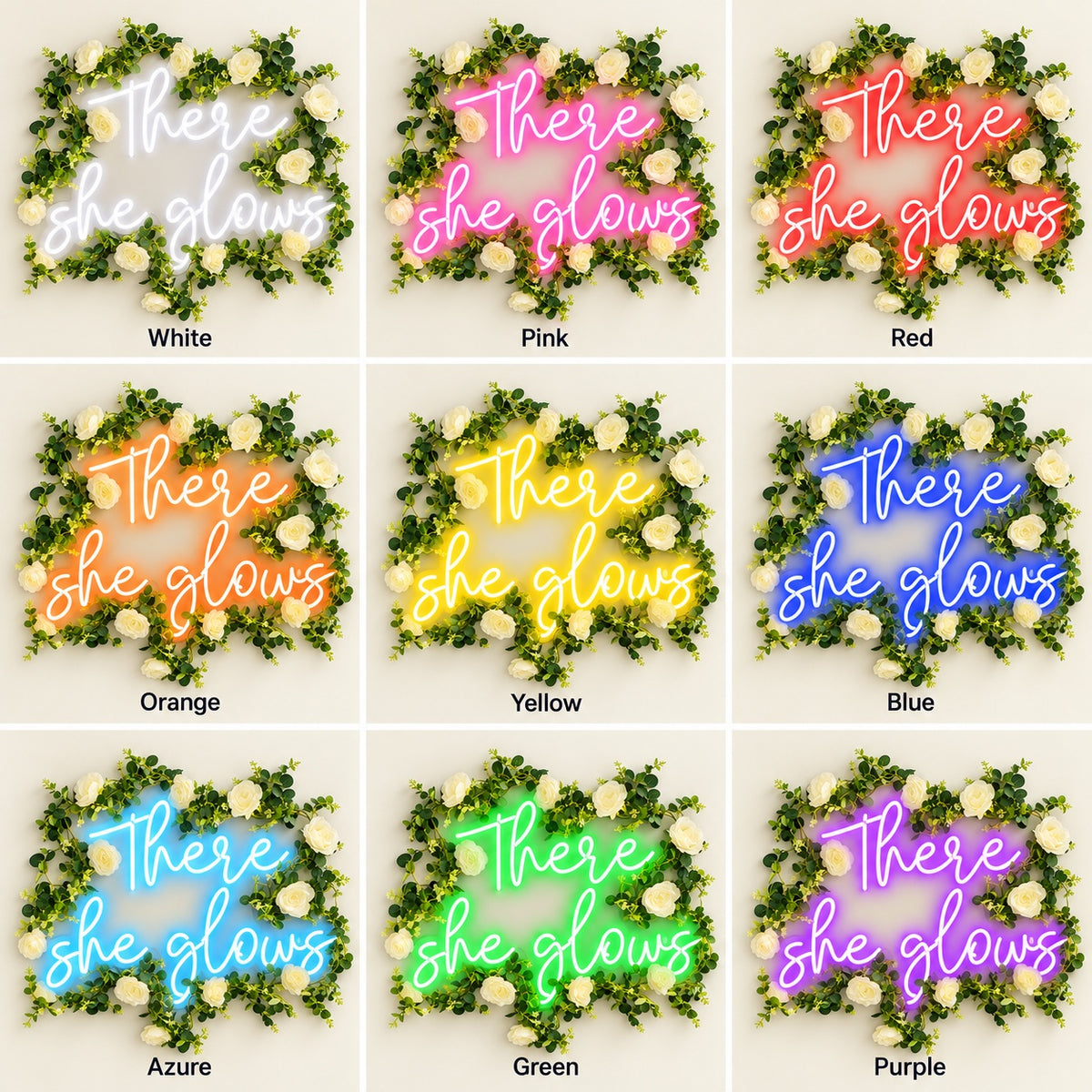 There She Glows LED Neon Sign - nine-color grid