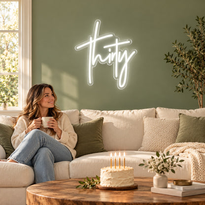 Thirty LED Neon Sign - lifestyle view