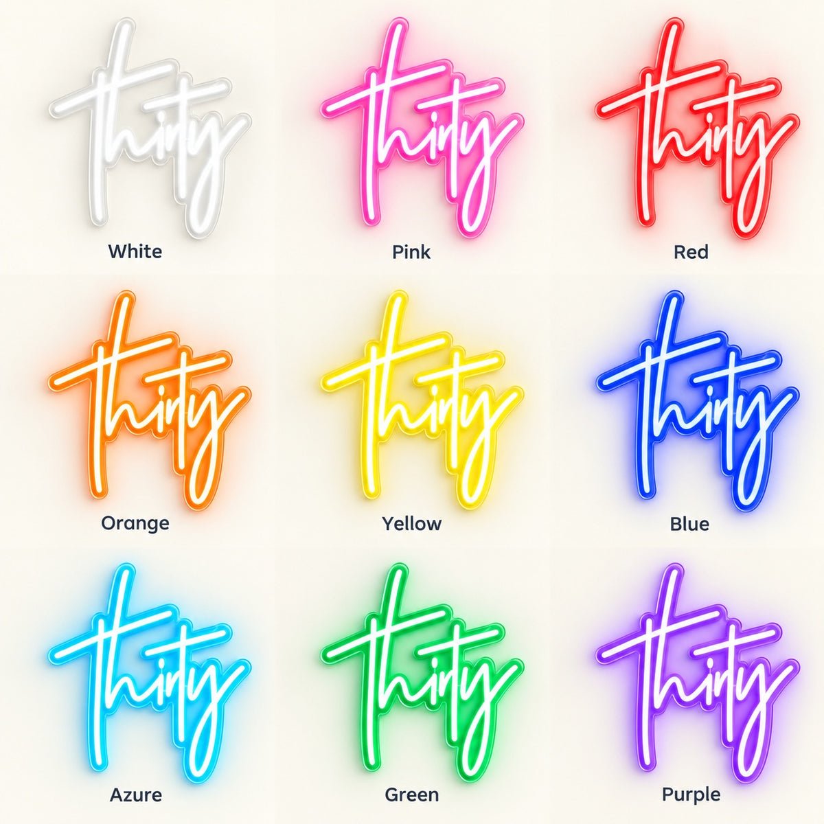 Thirty LED Neon Sign - nine-color grid