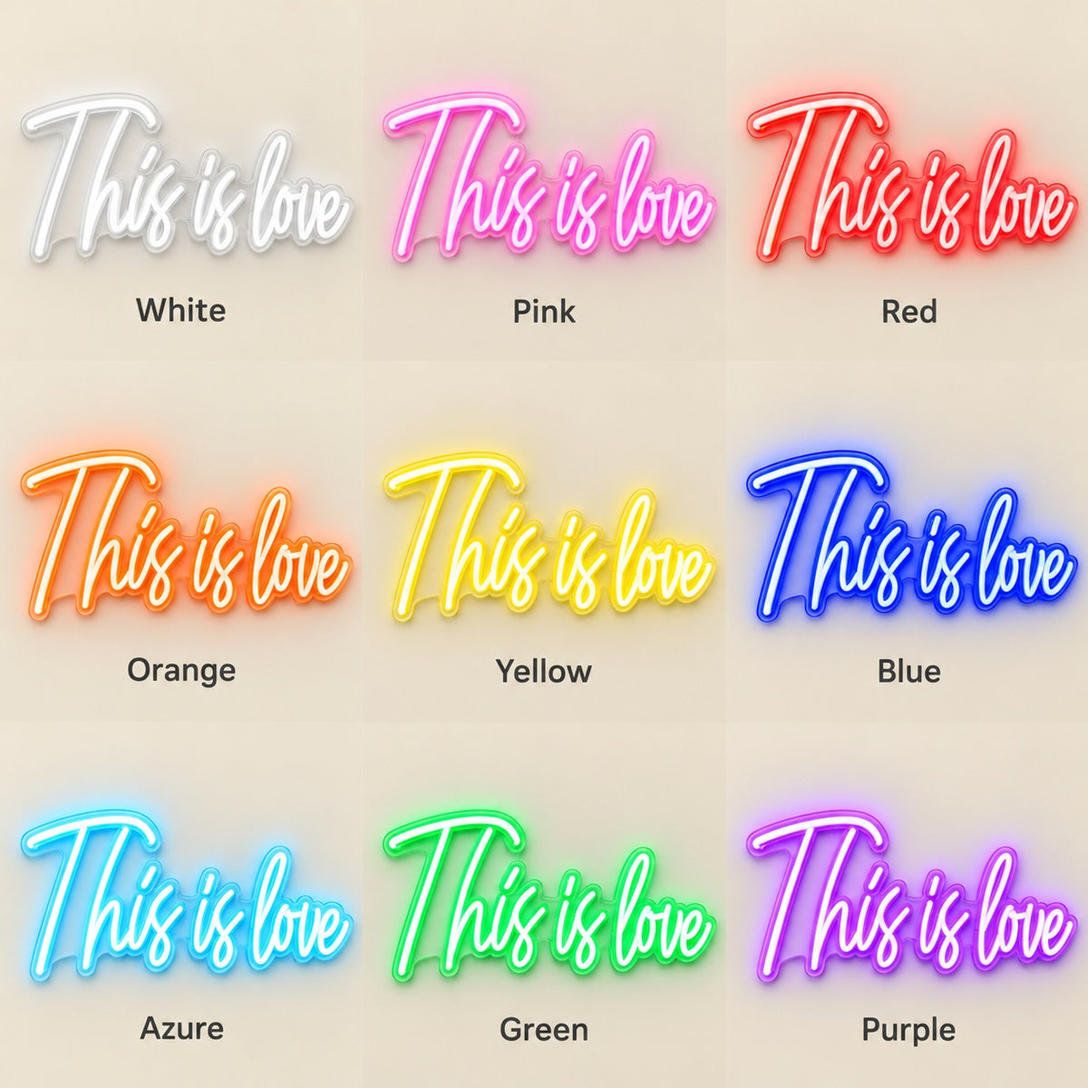 This Is Love LED Neon Sign - nine-color grid