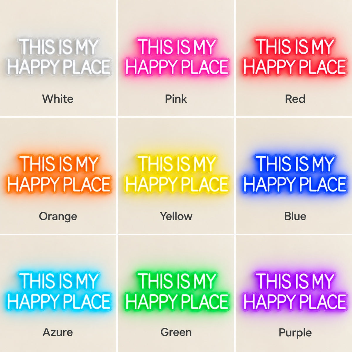 This Is My Happy Place LED Neon Sign - nine-color grid
