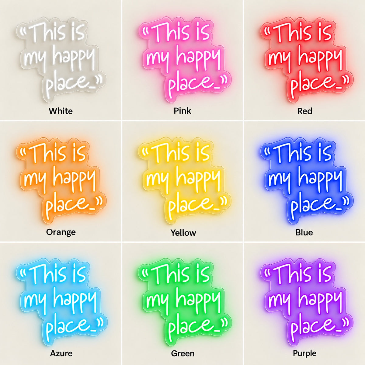 This Is My Happy Place LED Neon Sign - nine-color grid