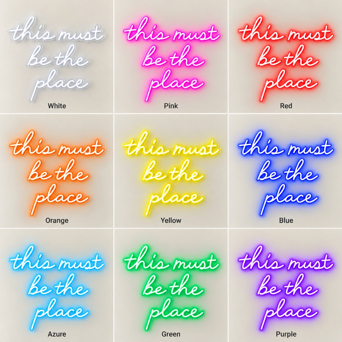 This Must Be The Place LED Neon Sign - nine-color grid