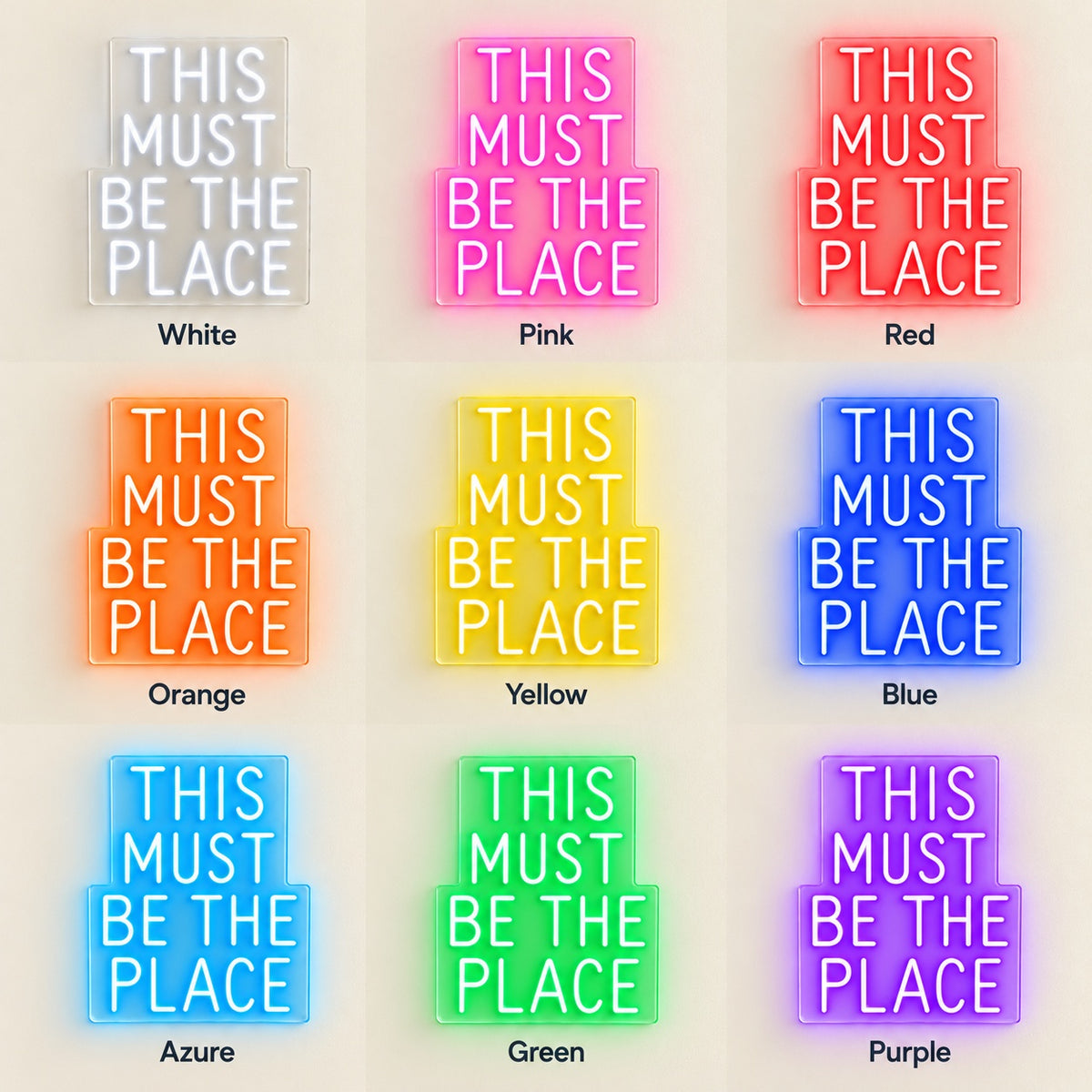 This Must Be The Place LED Neon Sign - nine-color grid