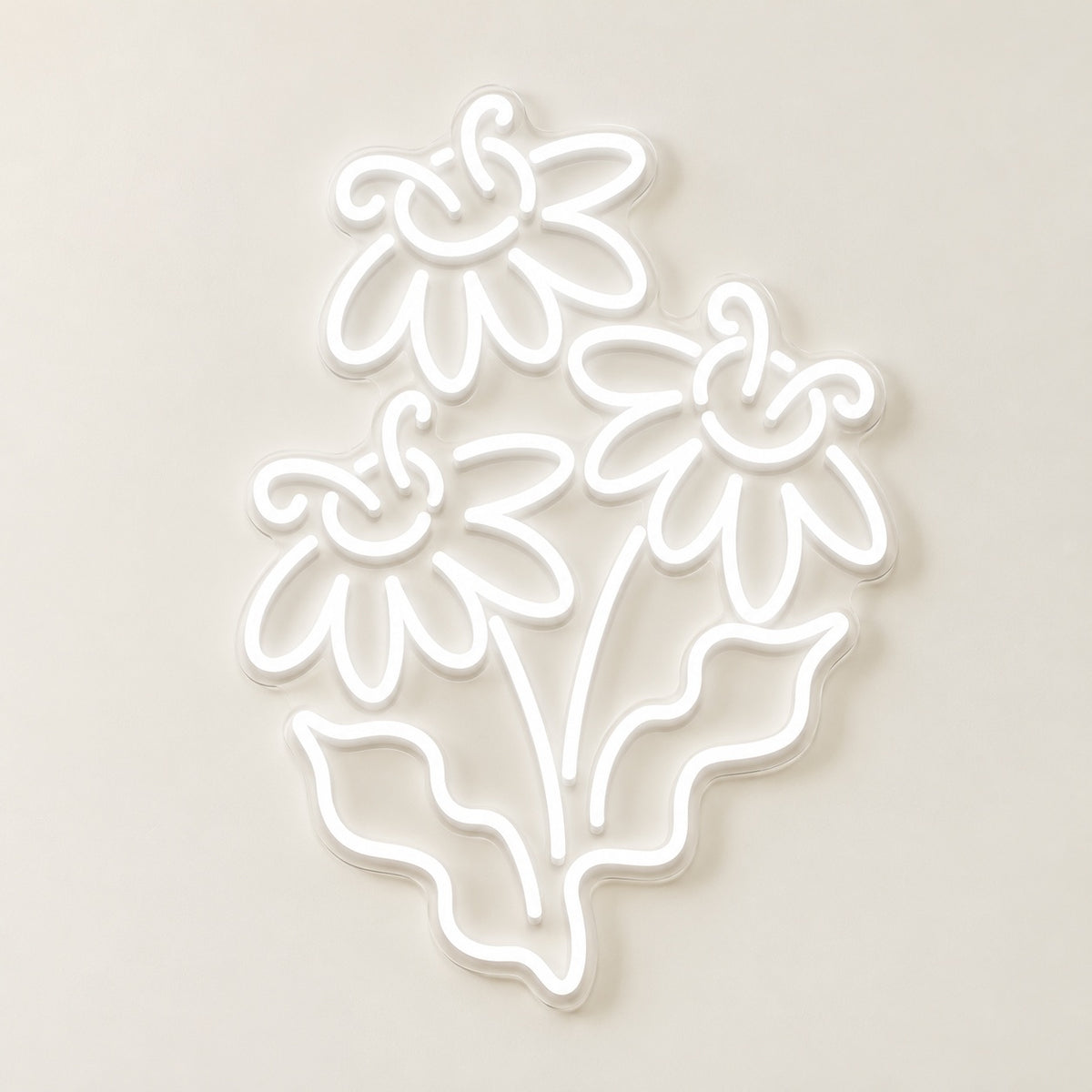 Three Daisy Flowers LED Neon Sign - natural light view
