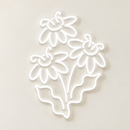 Three Daisy Flowers LED Neon Sign - natural light view