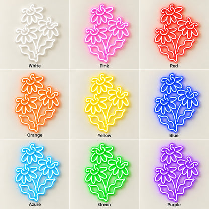 Three Daisy Flowers LED Neon Sign - nine-color grid