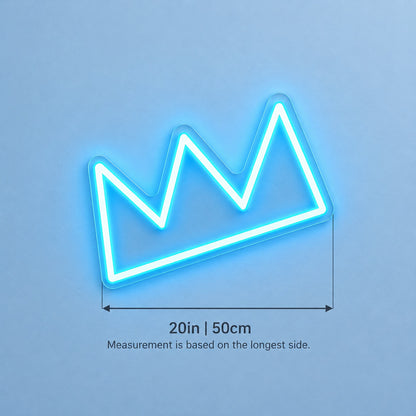 Three Point Crown LED Neon Sign - size guide