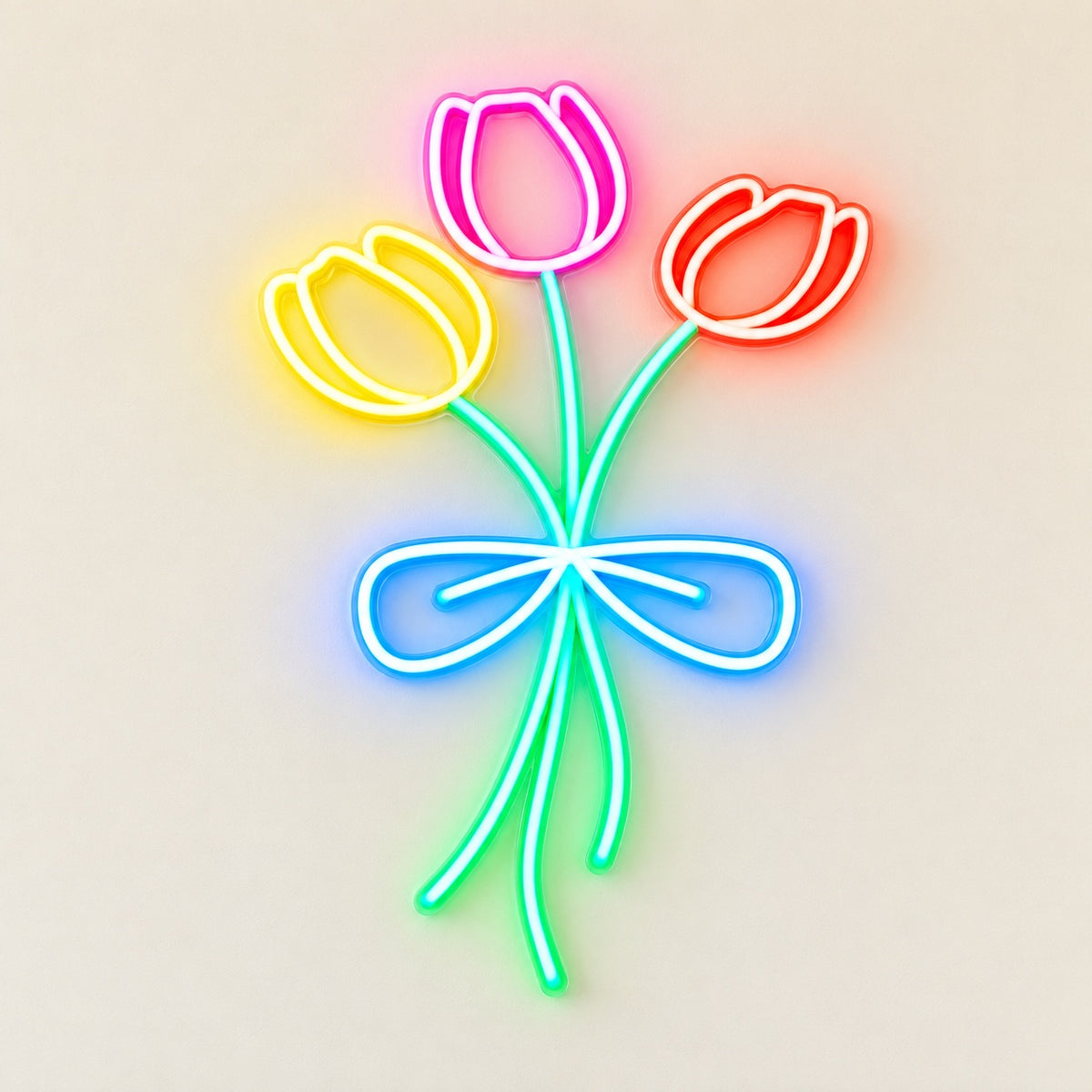 Three Tulip Bouquet LED Neon Sign - natural light view