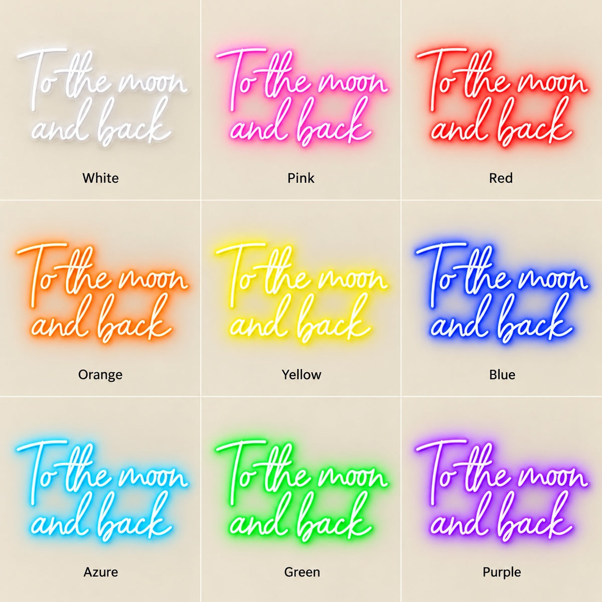 To The Moon And Back LED Neon Sign - nine-color grid