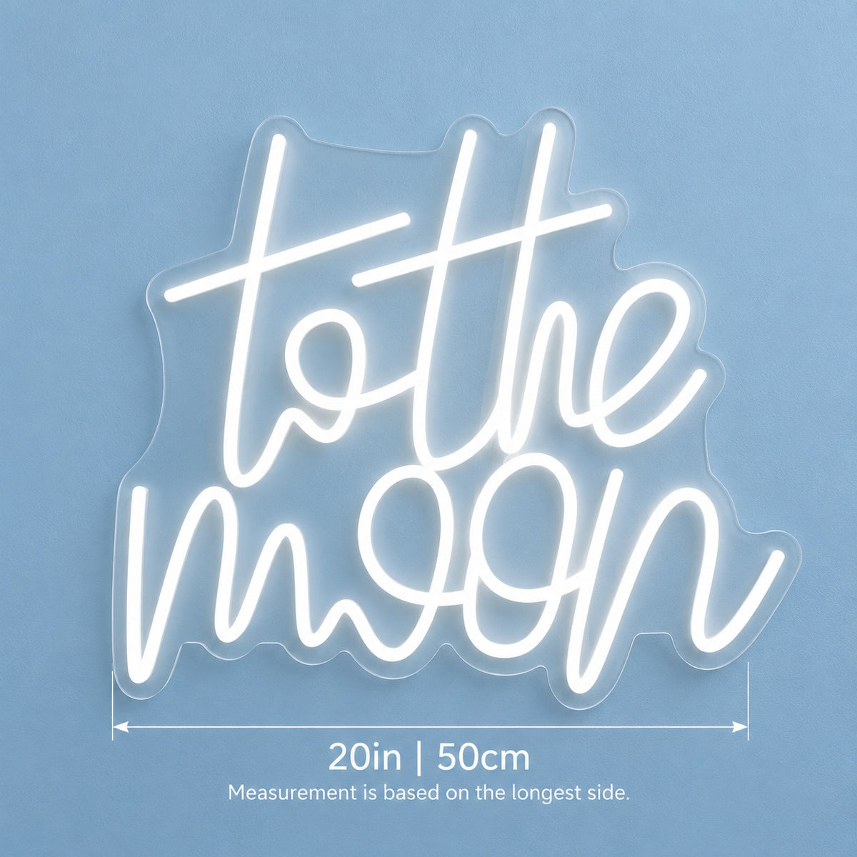 To The Moon LED Neon Sign - size guide