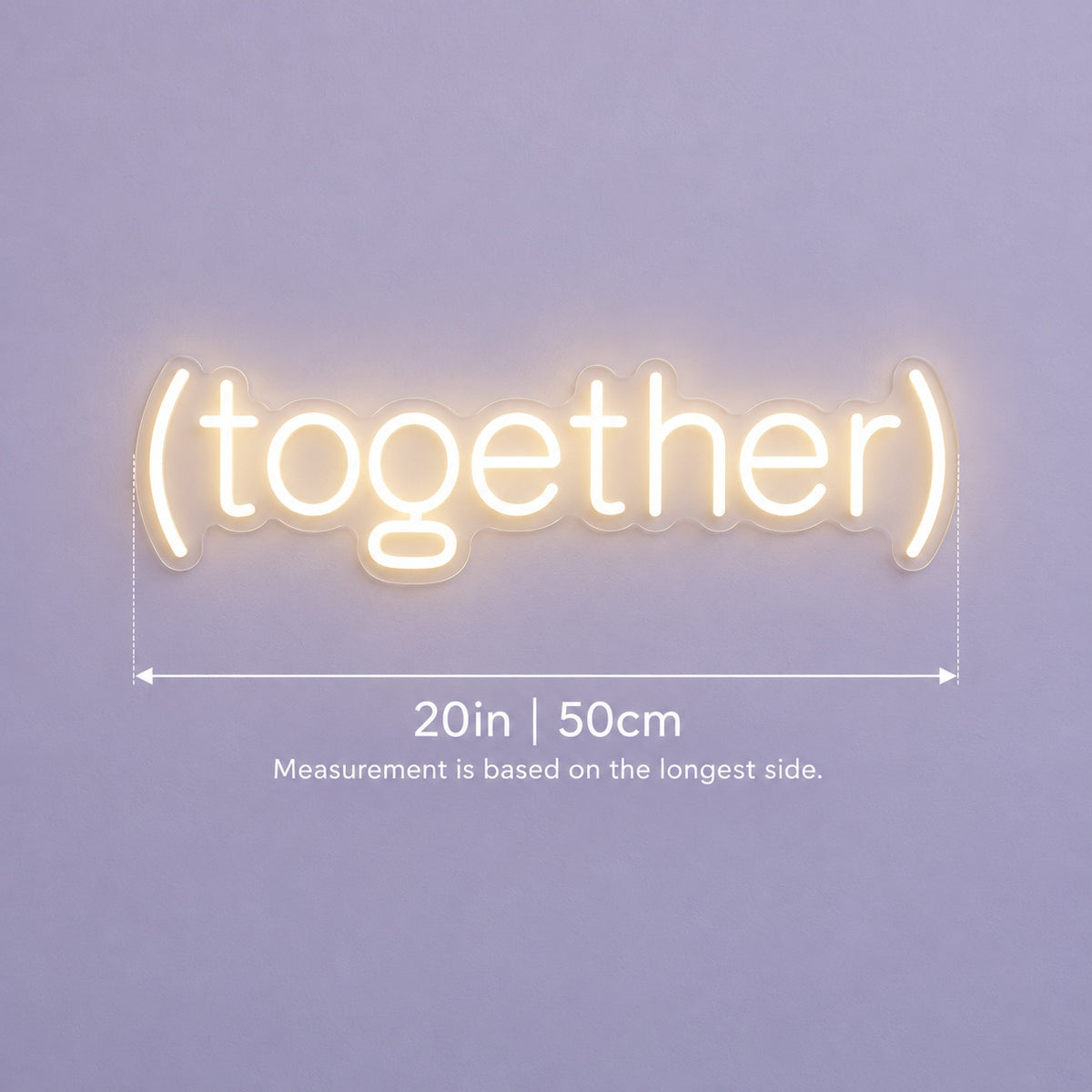 Together LED Neon Sign - size guide