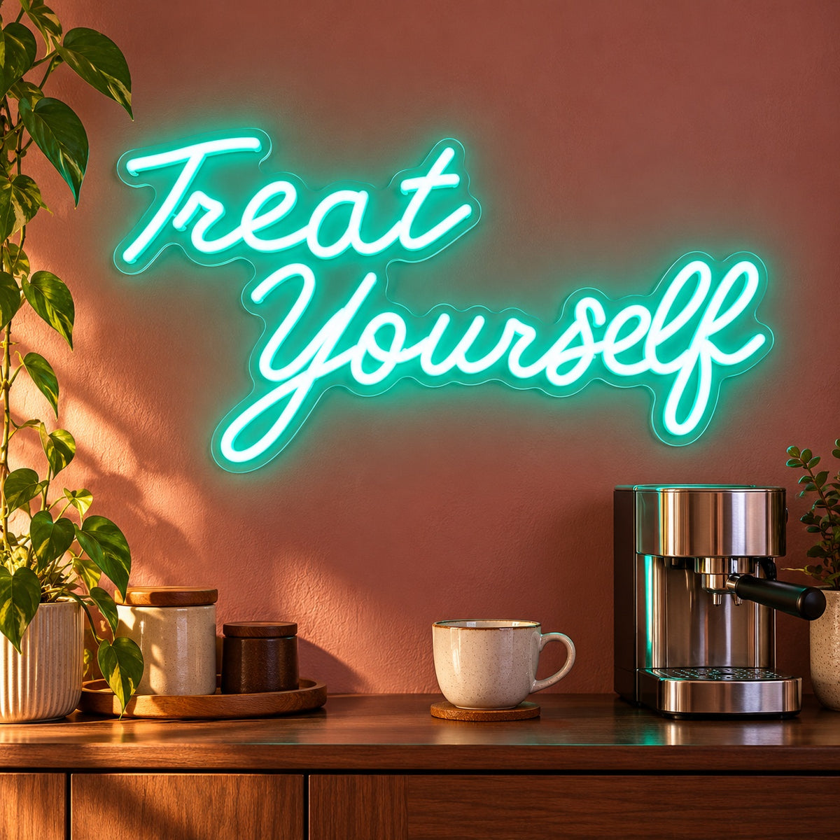 Treat Yourself LED Neon Sign - advertising view