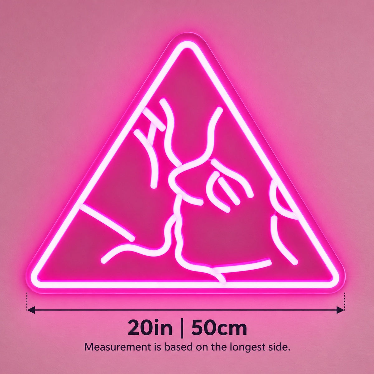 Triangle Kissing Couple LED Neon Sign - size guide