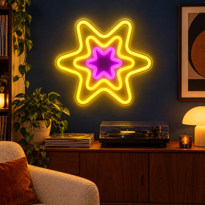 Triple Nested Stars LED Neon Sign - advertising view