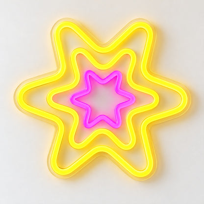 Triple Nested Stars LED Neon Sign - natural light view