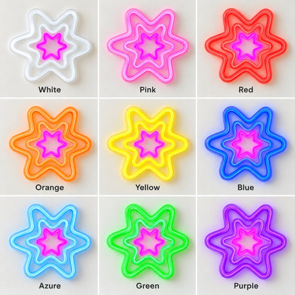 Triple Nested Stars LED Neon Sign - nine-color grid
