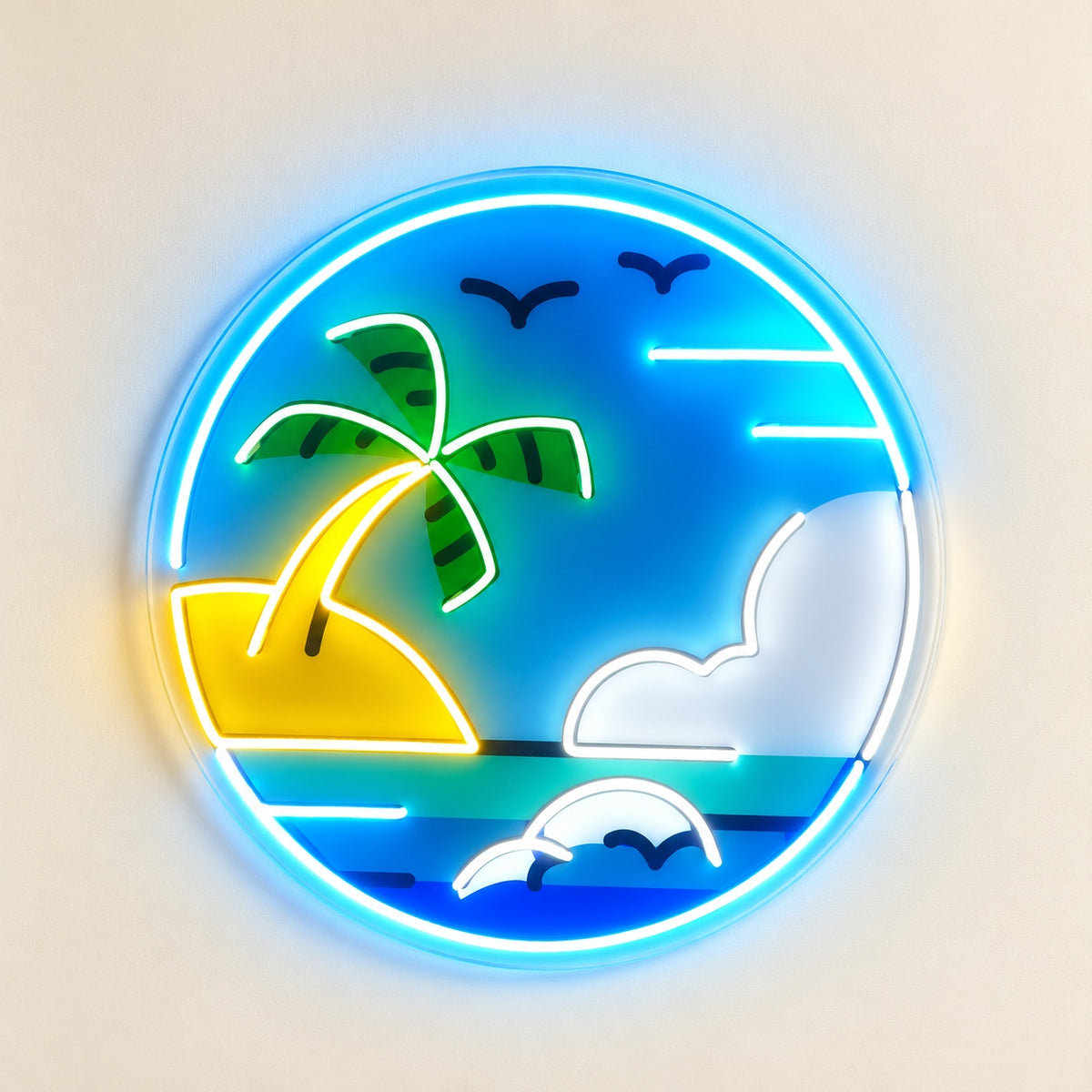 Tropical Palm Beach LED Neon Sign - natural light view
