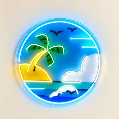 Tropical Palm Beach LED Neon Sign - natural light view