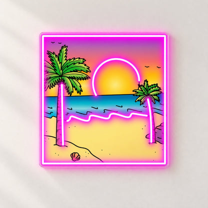Tropical Palm Beach Sunset LED Neon Sign - natural light view