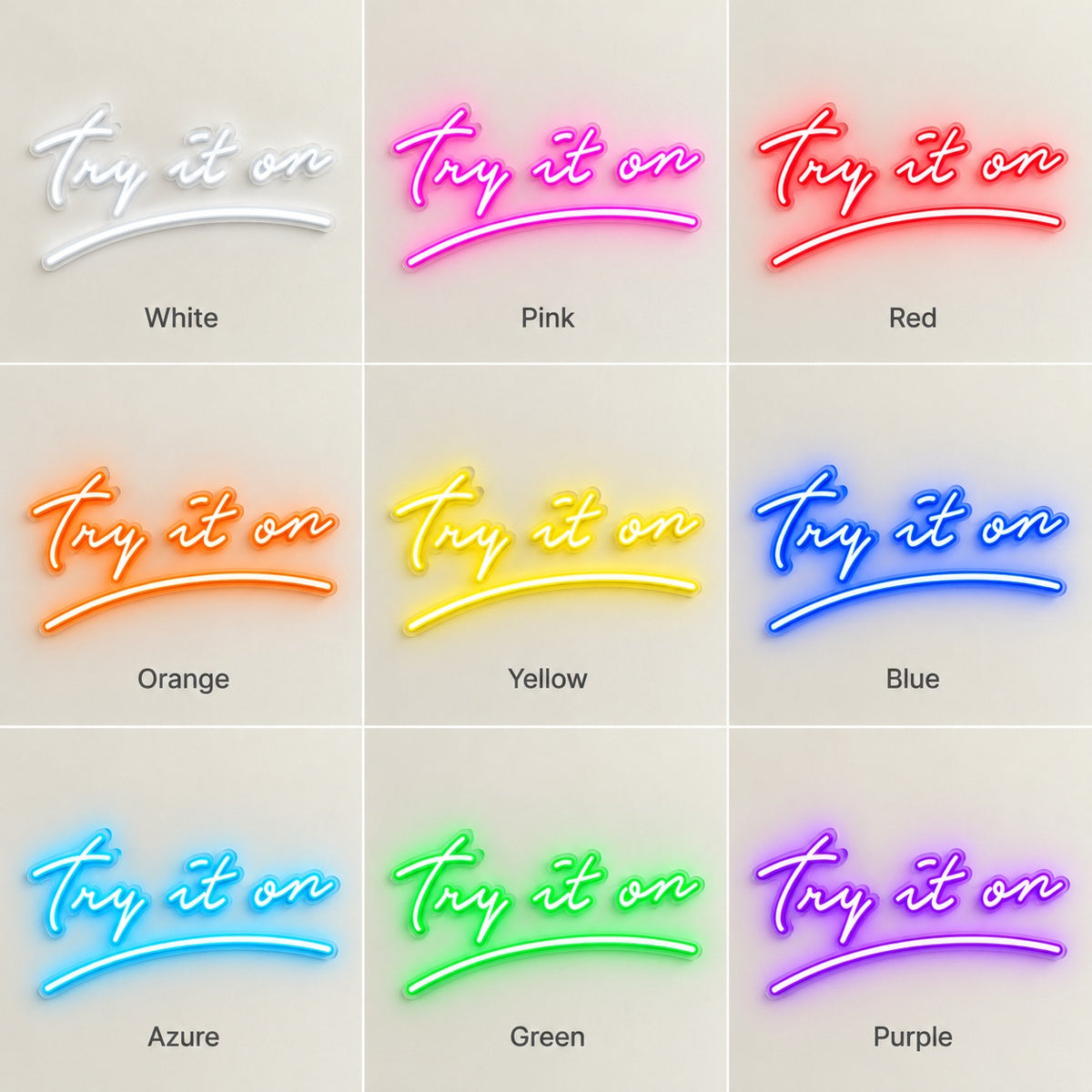 Try It On LED Neon Sign - nine-color grid