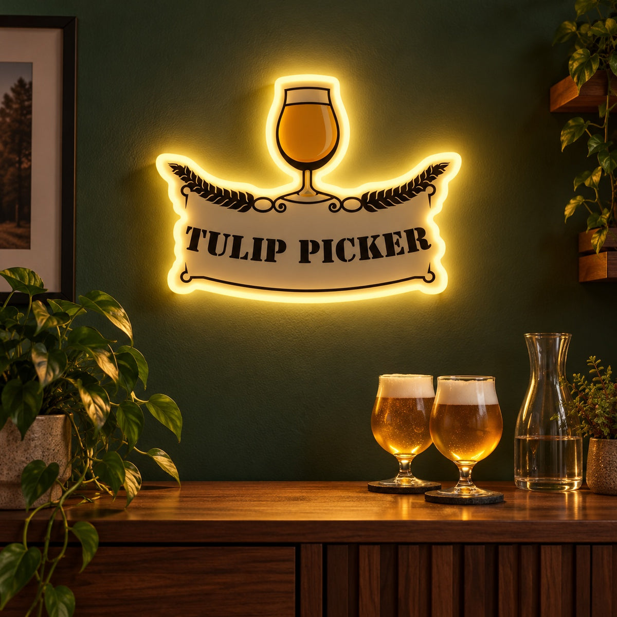 Tulip Picker LED Neon Sign - advertising view