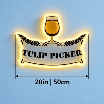 Tulip Picker LED Neon Sign - size guide