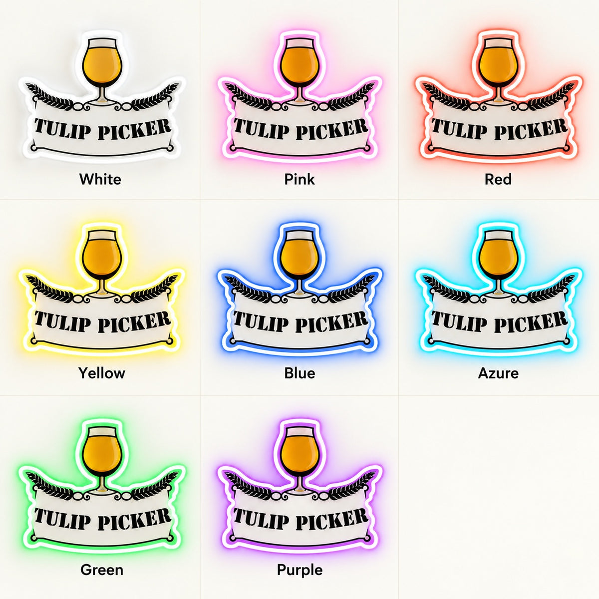 Tulip Picker LED Neon Sign - nine-color grid