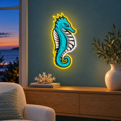 Turquoise Seahorse LED Neon Sign - advertising view