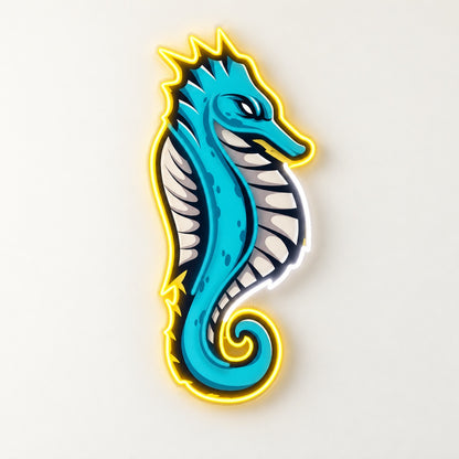 Turquoise Seahorse LED Neon Sign - natural light view