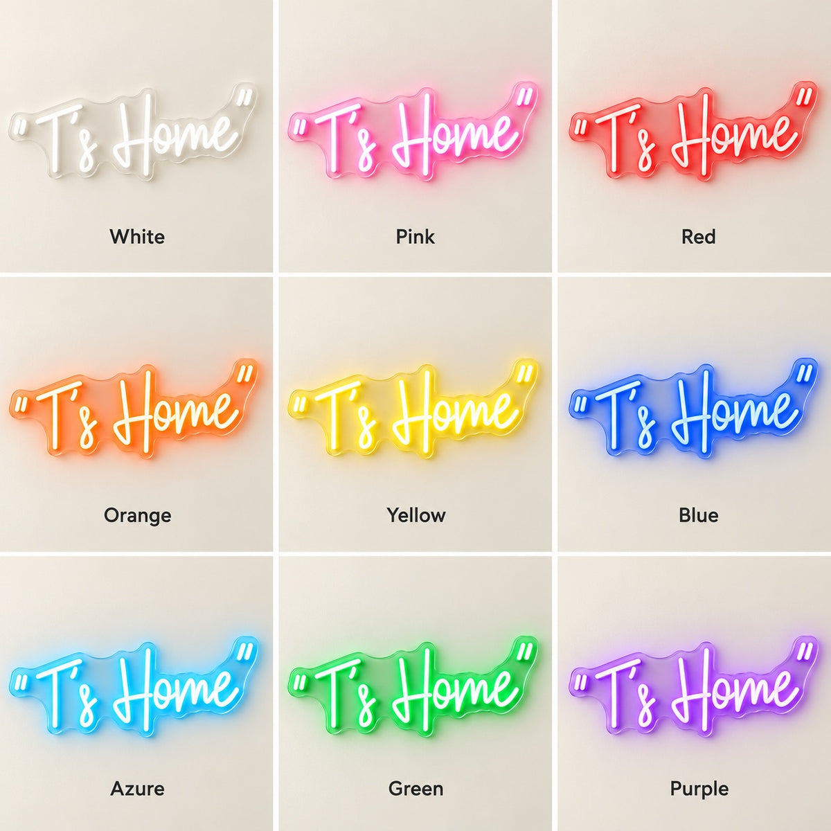 T’s Home LED Neon Sign - nine-color grid
