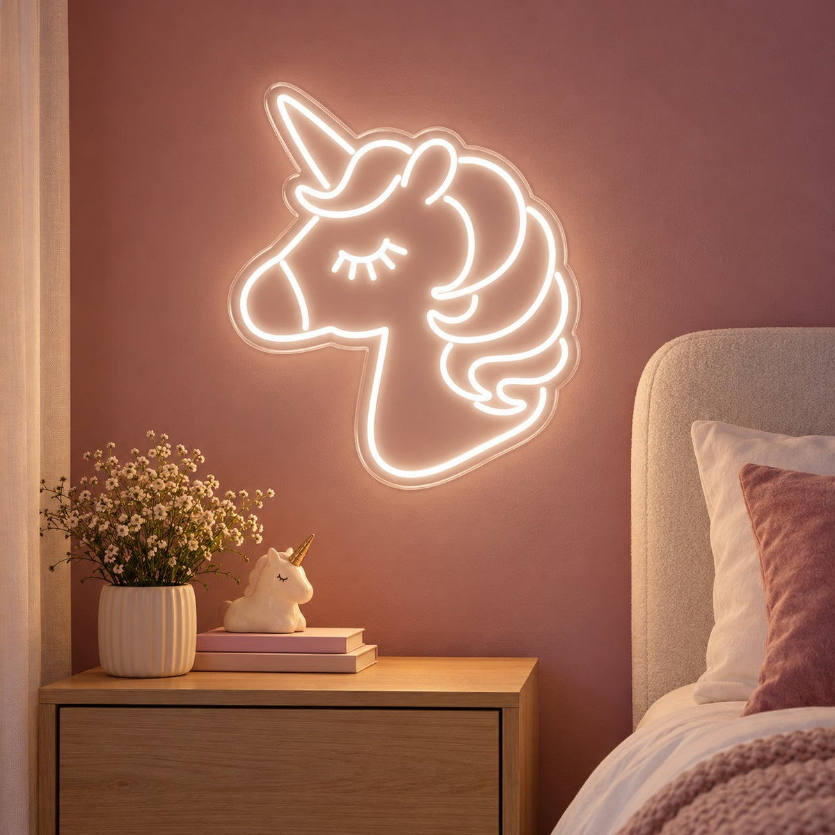 Unicorn Head LED Neon Sign - advertising view