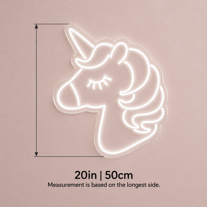 Unicorn Head LED Neon Sign - size guide