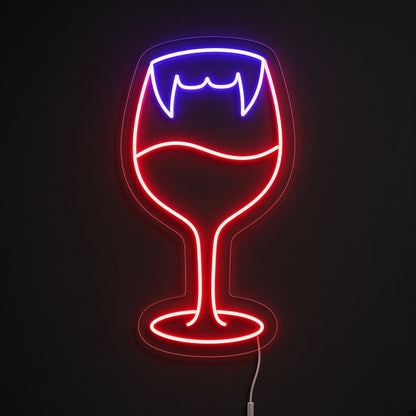 Vampire Fangs Wine Glass LED Neon Sign - product hero