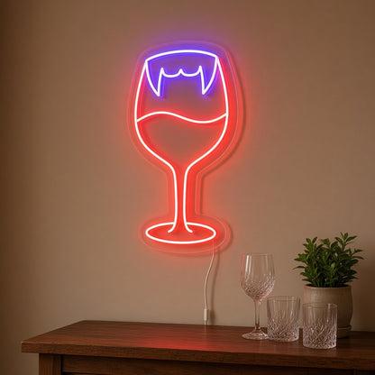 Vampire Fangs Wine Glass LED Neon Sign - lifestyle view