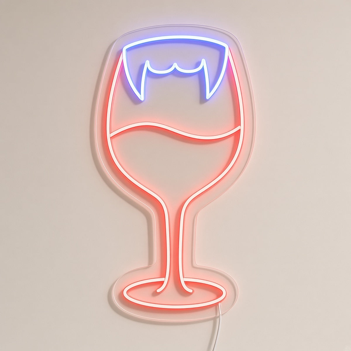 Vampire Fangs Wine Glass LED Neon Sign - natural light view