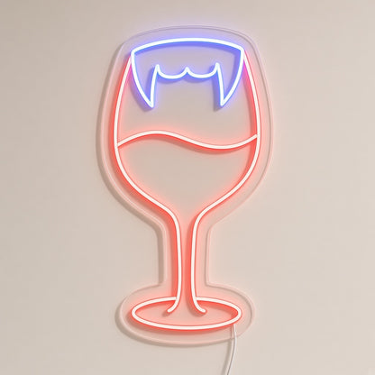 Vampire Fangs Wine Glass LED Neon Sign - natural light view