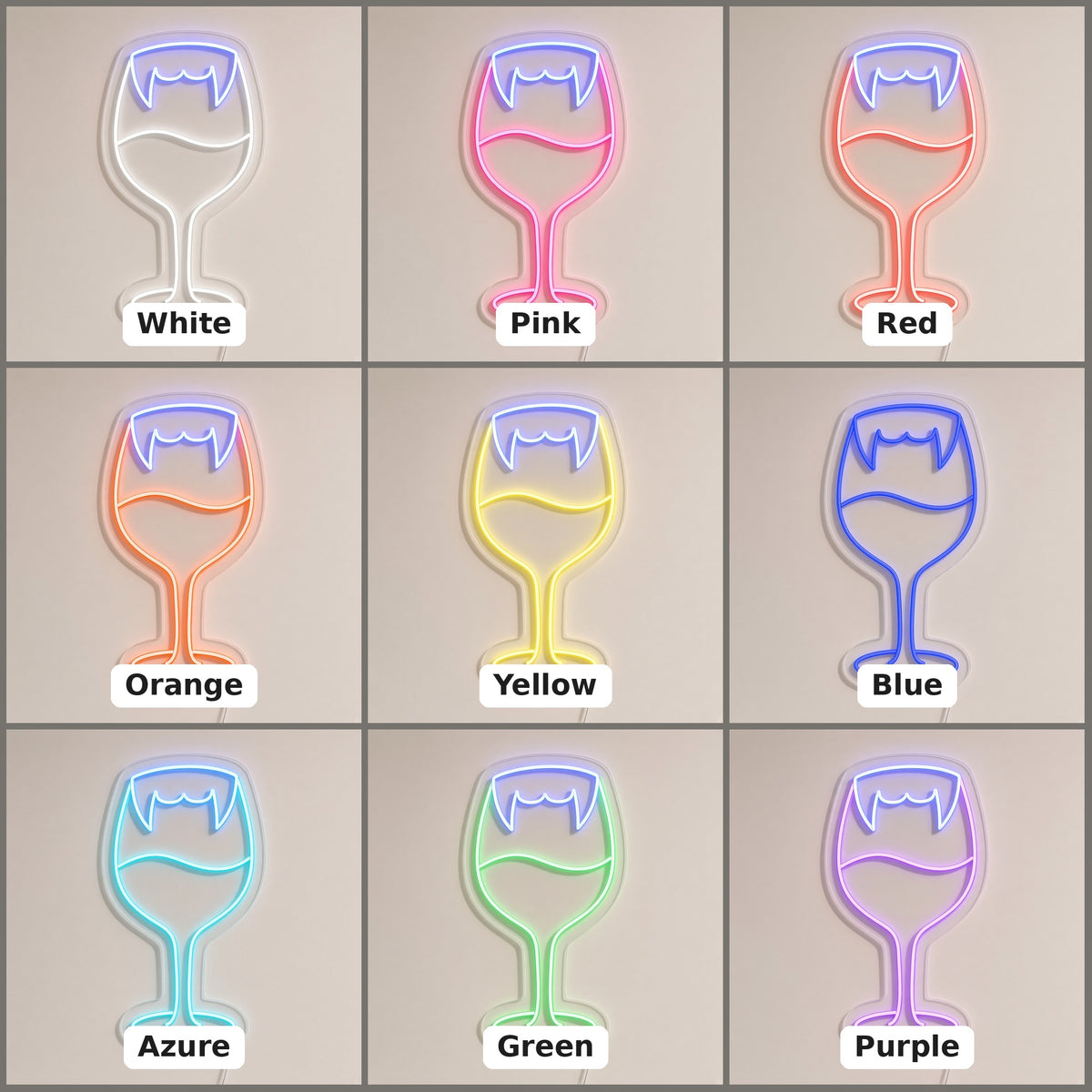 Vampire Fangs Wine Glass LED Neon Sign - nine-color grid