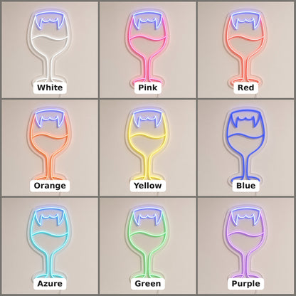 Vampire Fangs Wine Glass LED Neon Sign - nine-color grid