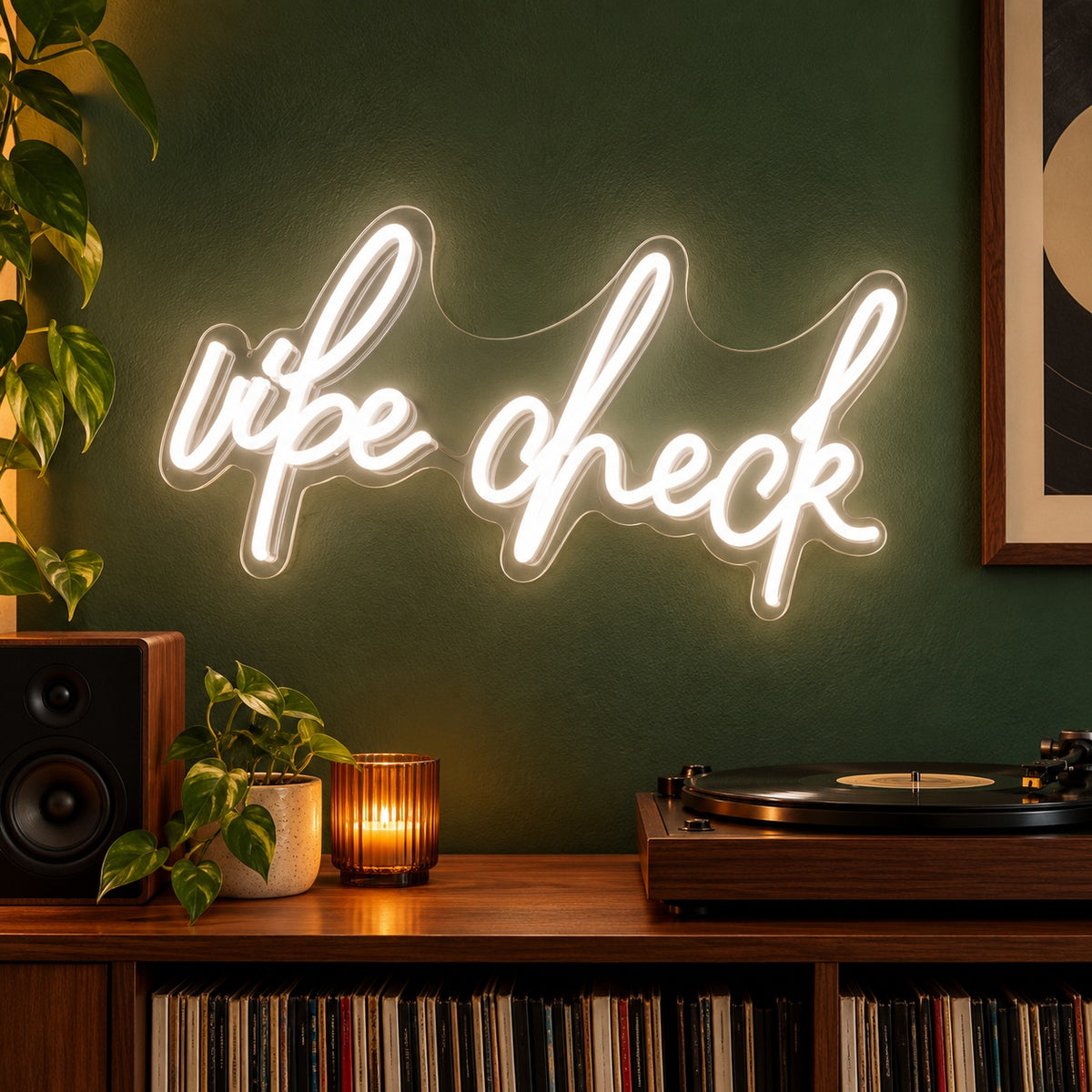 Vibe Check LED Neon Sign - advertising view