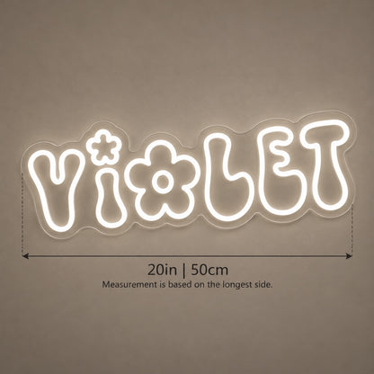 Violet LED Neon Sign - size guide