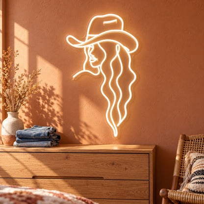 Cowgirl Silhouette LED Neon Sign - lifestyle view