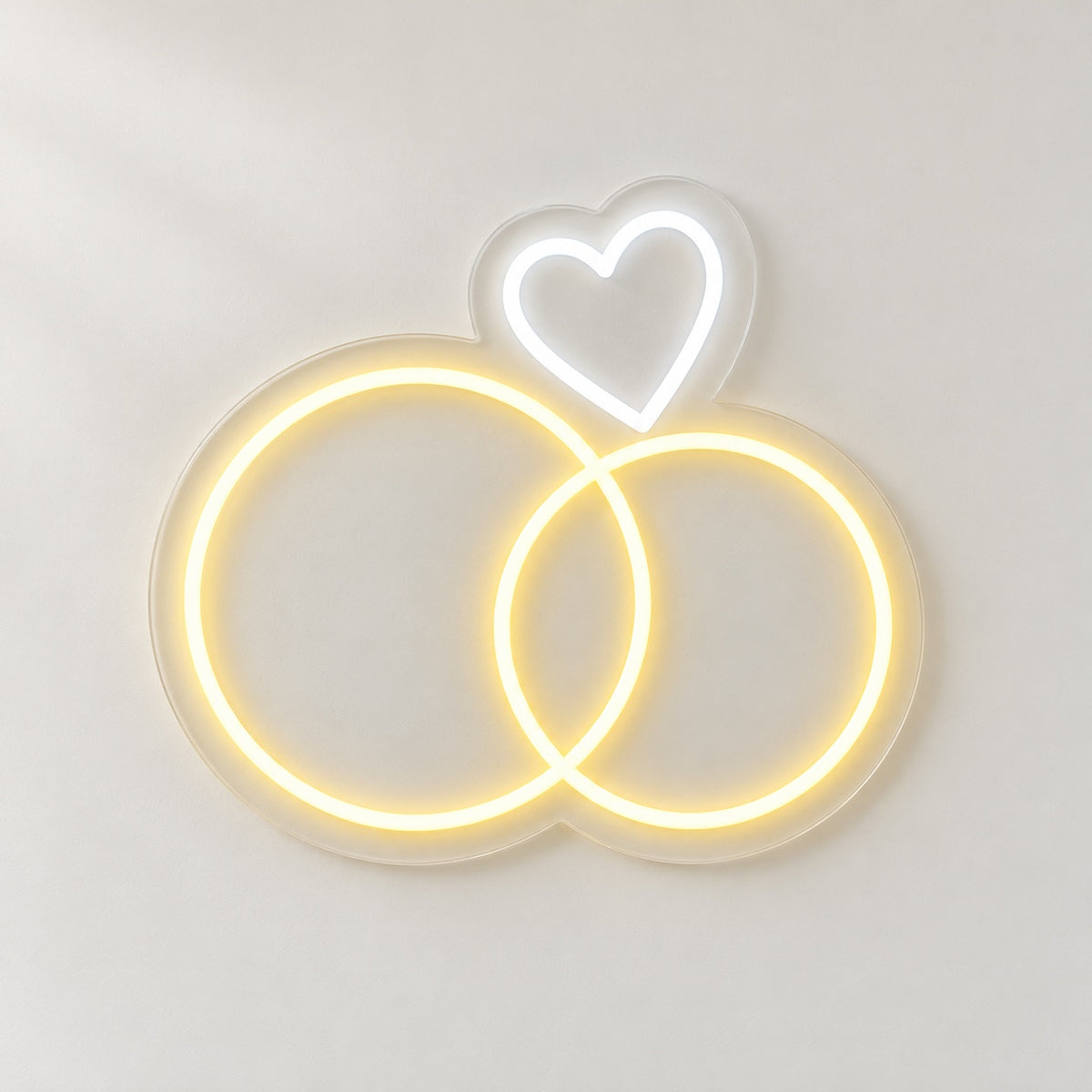 Wedding Rings Heart LED Neon Sign - natural light view