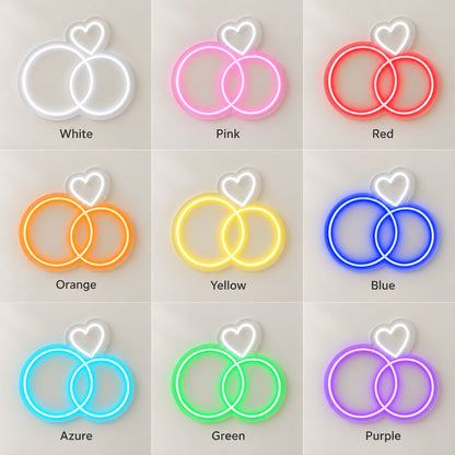 Wedding Rings Heart LED Neon Sign - nine-color grid