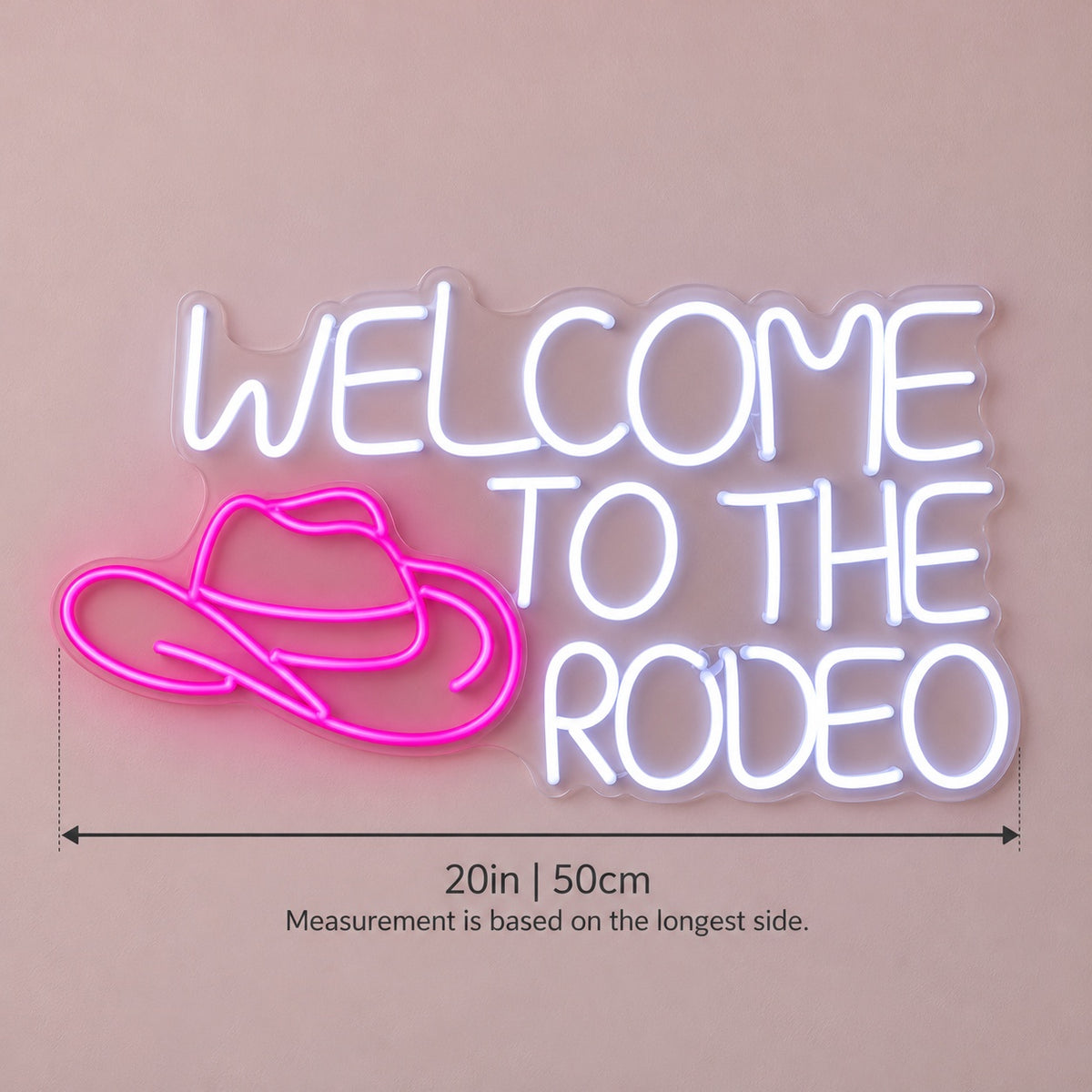 Welcome To The Rodeo LED Neon Sign - size guide