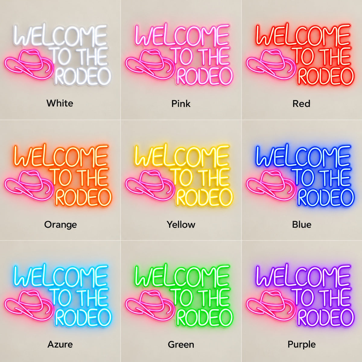 Welcome To The Rodeo LED Neon Sign - nine-color grid
