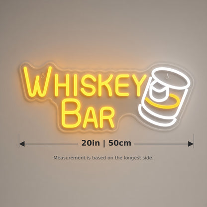 Whiskey Bar LED Neon Sign - size guide